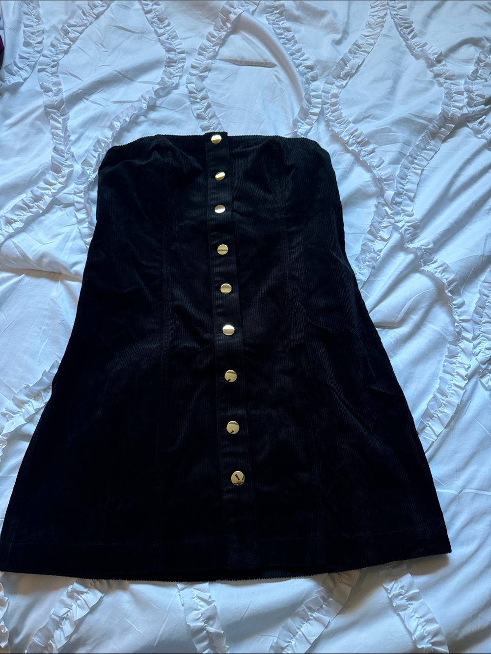 GAP Corduroy Strapless Mini Dress with Gold Front Buttons - Picture 4 of 9